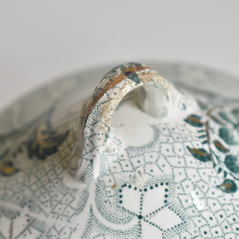 Antique Sugar Pot, Creil et Montereau, Muguet (Lily of the Valley)