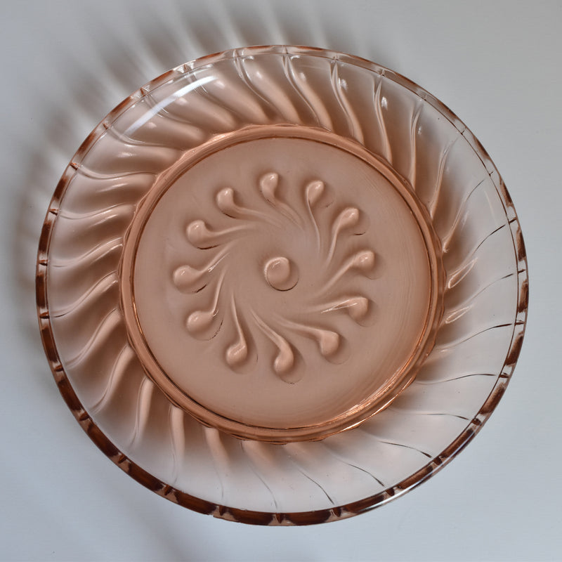 Vintage Art Deco Pink Glass Plate A