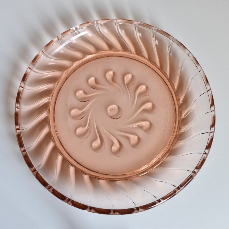 Vintage Art Deco Pink Glass Plate A