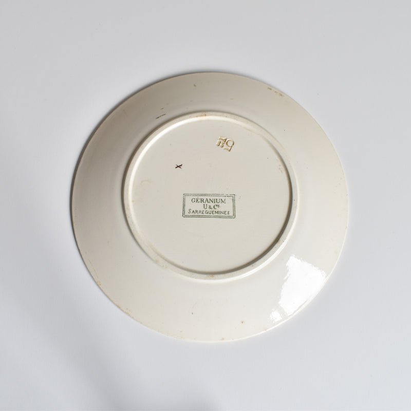 Antique Dessert Plate, U&C Sarreguemines, Géranium B