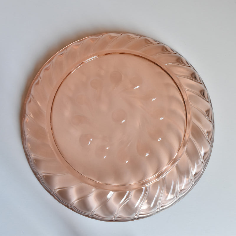Vintage Art Deco Pink Glass Plate A
