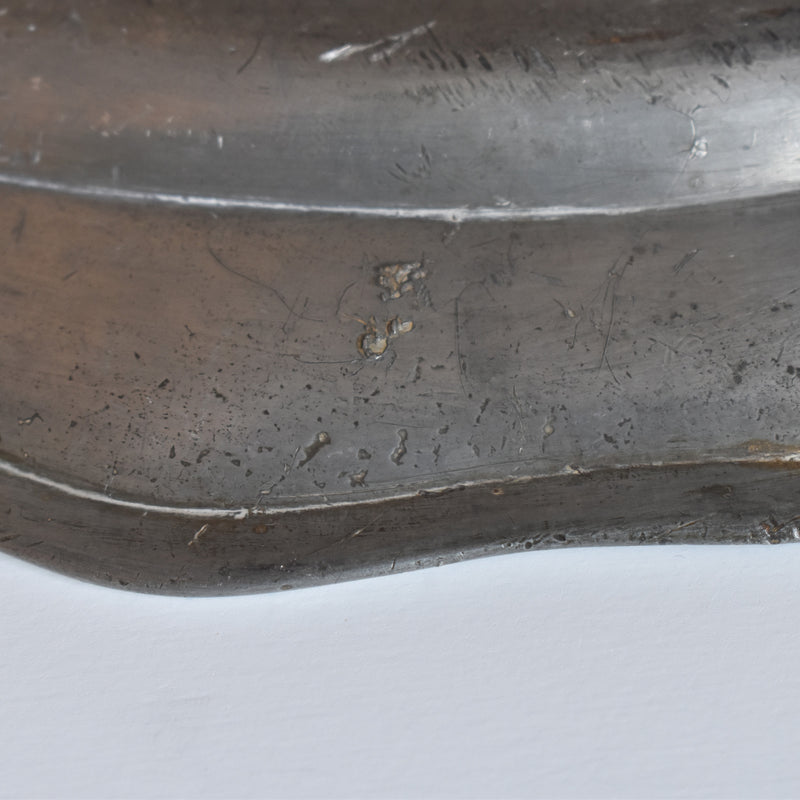 Antique Pewter Oval Flower Rim Plate A