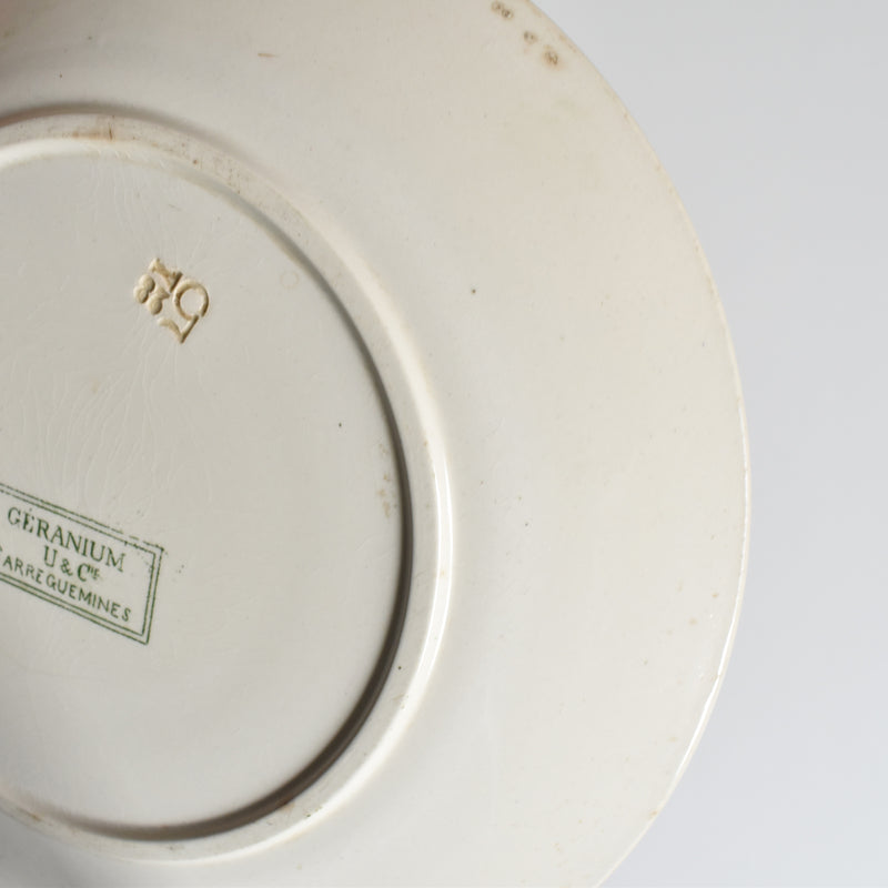 Antique Dessert Plate, U&C Sarreguemines, Géranium B