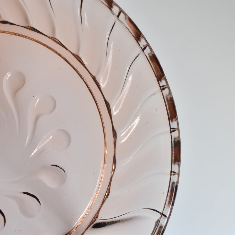 Vintage Art Deco Pink Glass Plate A