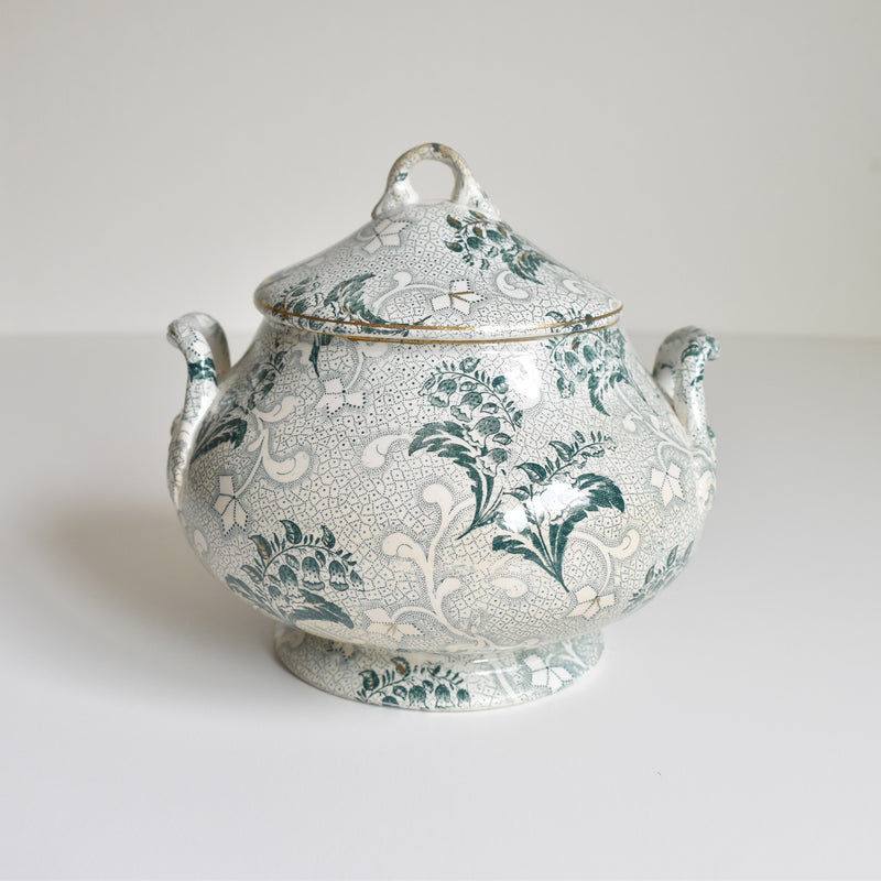 Antique Sugar Pot, Creil et Montereau, Muguet (Lily of the Valley)