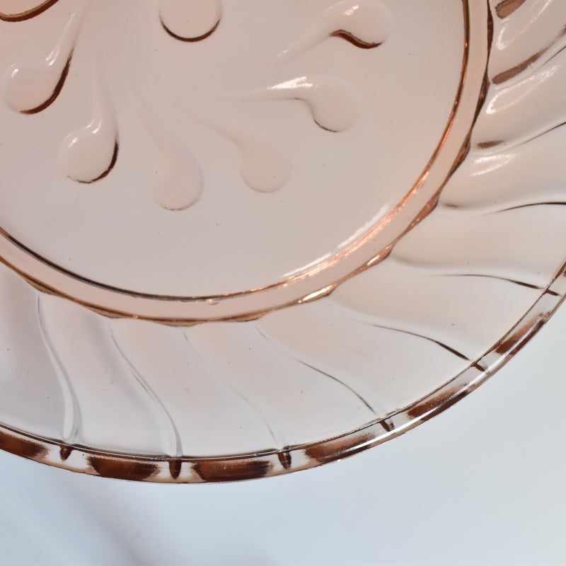 Vintage Art Deco Pink Glass Plate A