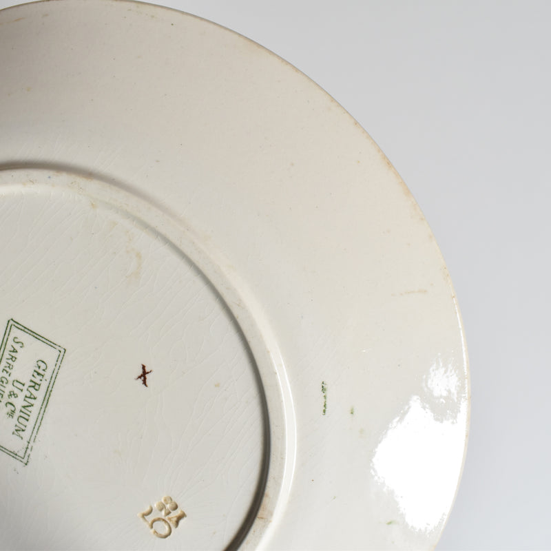 Antique Dessert Plate, U&C Sarreguemines, Géranium B