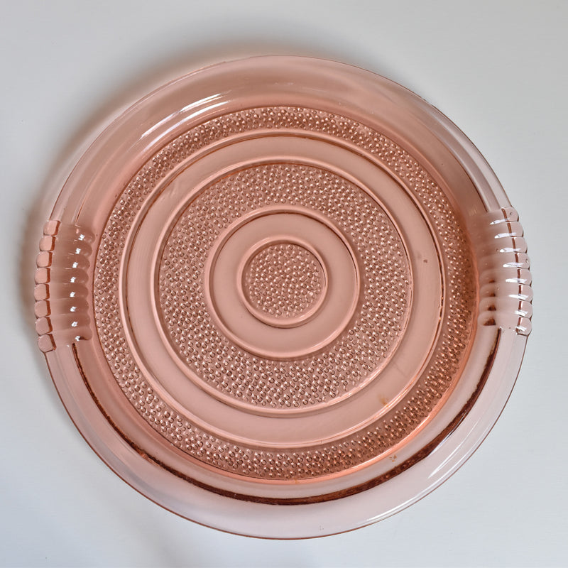 Vintage Art Deco Pink Glass Plate B