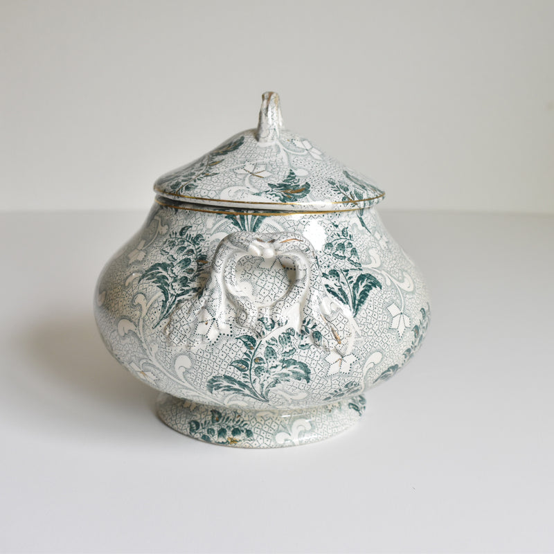 Antique Sugar Pot, Creil et Montereau, Muguet (Lily of the Valley)
