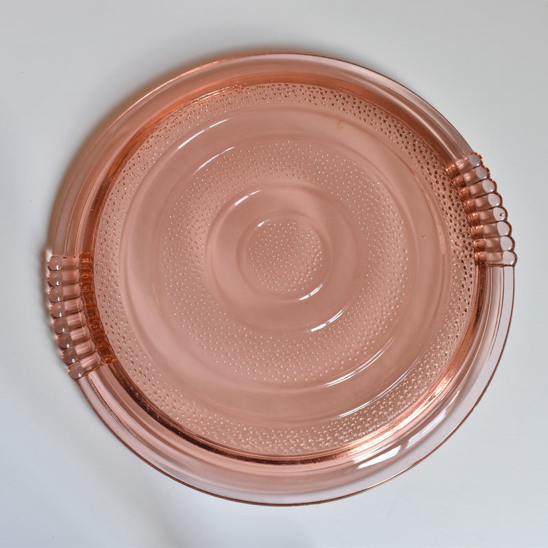 Vintage Art Deco Pink Glass Plate B