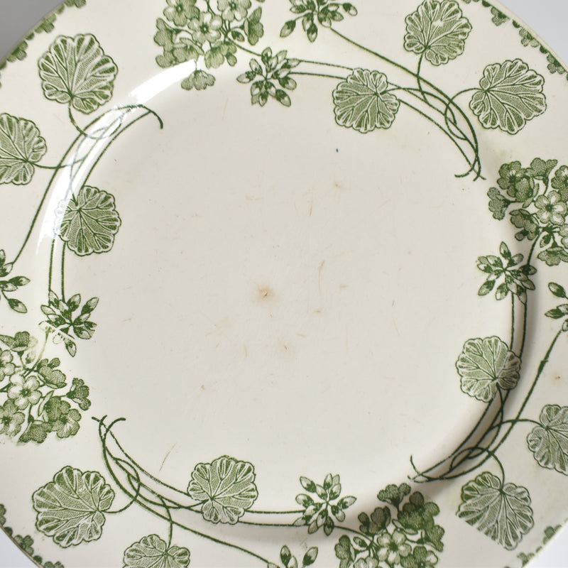 Antique Dessert Plate, U&C Sarreguemines, Géranium B