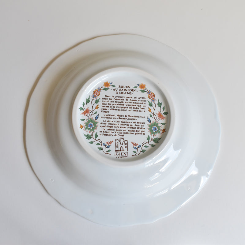 Vintage Deep Plate Gien Rouen Au Sainfoin A