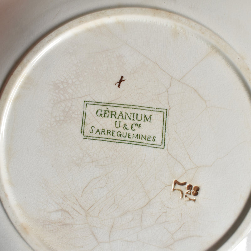 Antique Dessert Plate U&C Sarreguemines Géranium C