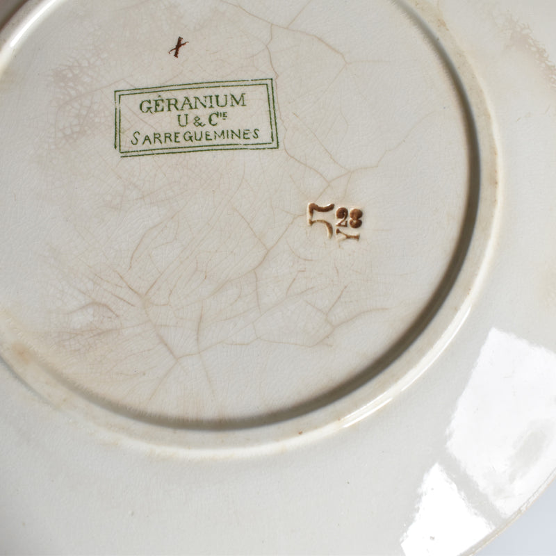 Antique Dessert Plate U&C Sarreguemines Géranium C