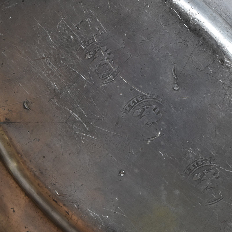 Antique Pewter Oval Flower Rim Plate B