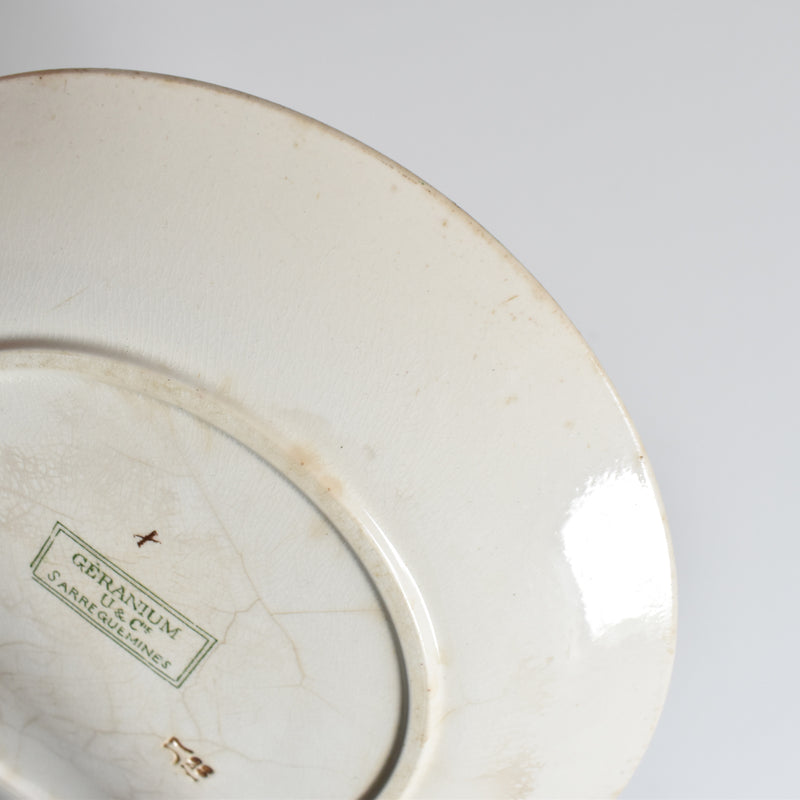 Antique Dessert Plate U&C Sarreguemines Géranium C
