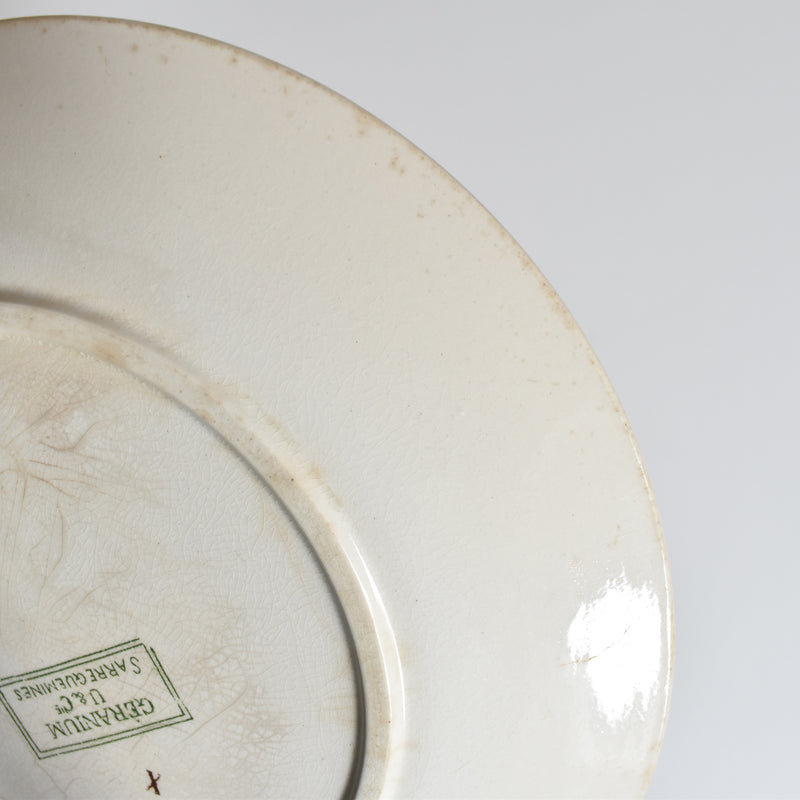 Antique Dessert Plate U&C Sarreguemines Géranium C