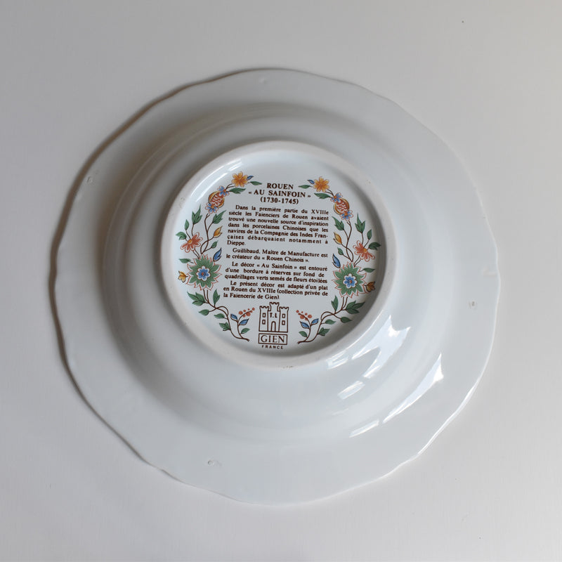 Vintage Deep Plate Gien Rouen Au Sainfoin B