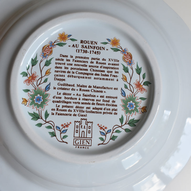 Vintage Deep Plate Gien Rouen Au Sainfoin B