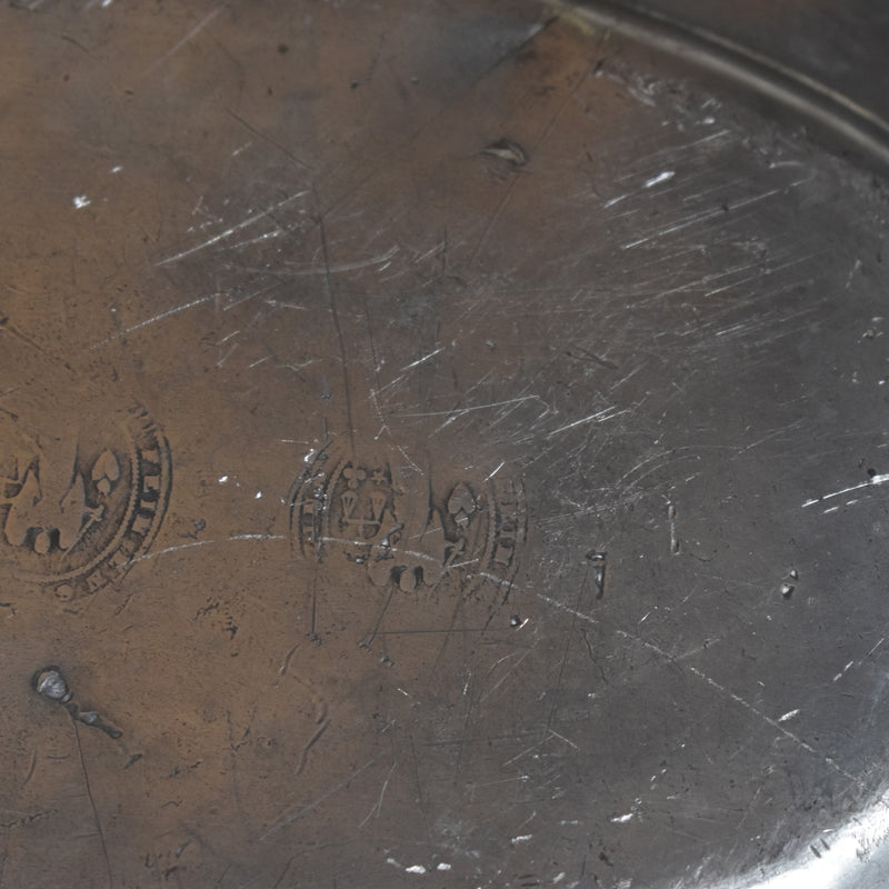 Antique Pewter Oval Flower Rim Plate B