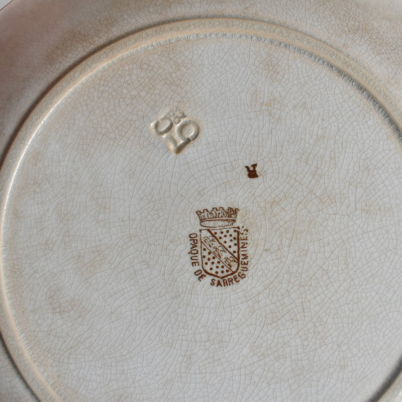 Antique Dessert Plate Sarreguemines Opaque de Sarreguemines J