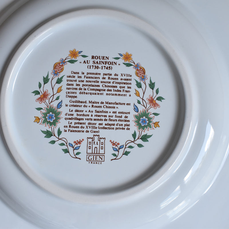 Vintage Deep Dish Gien Rouen "Au Sainfoin"
