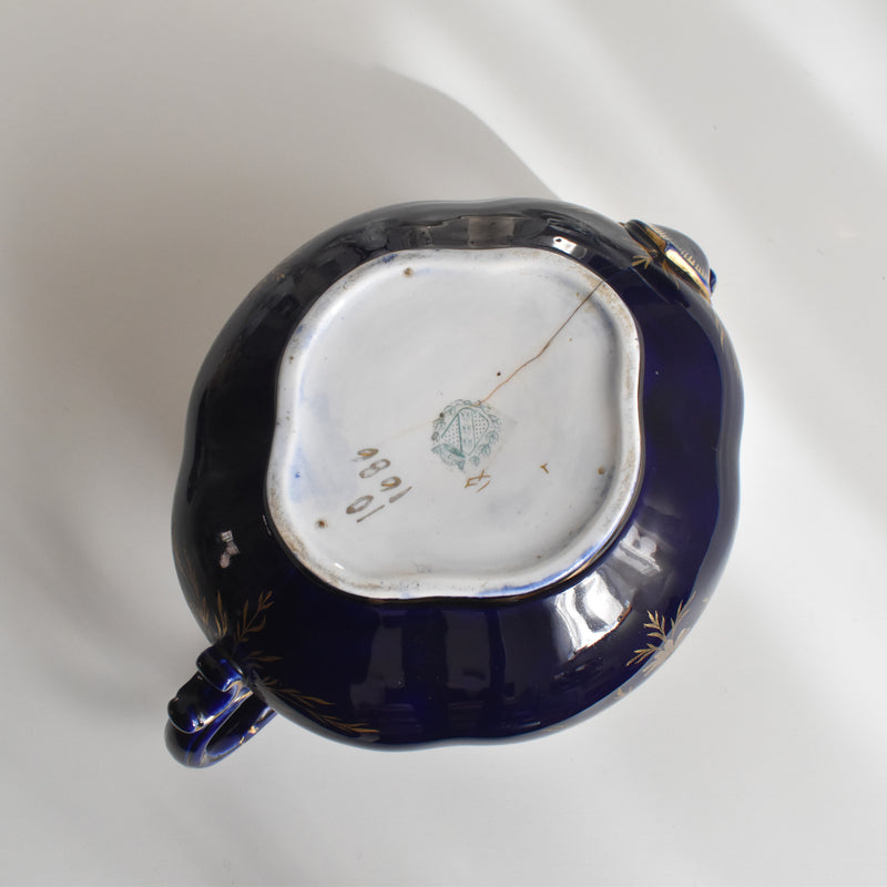 アンティークティーポット　サルグミンヌ　Bleu liseret or (ダメージあり　セール商品)