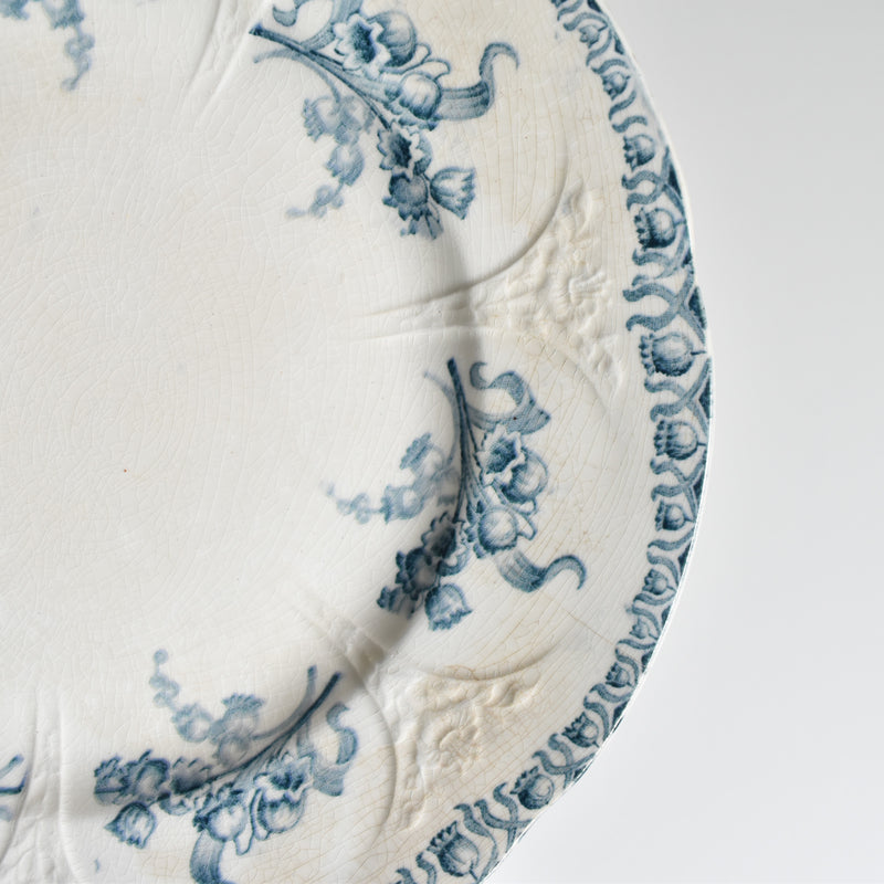 Antique Dessert Plate, Longwy, Muguet (Lily of the Valley) C