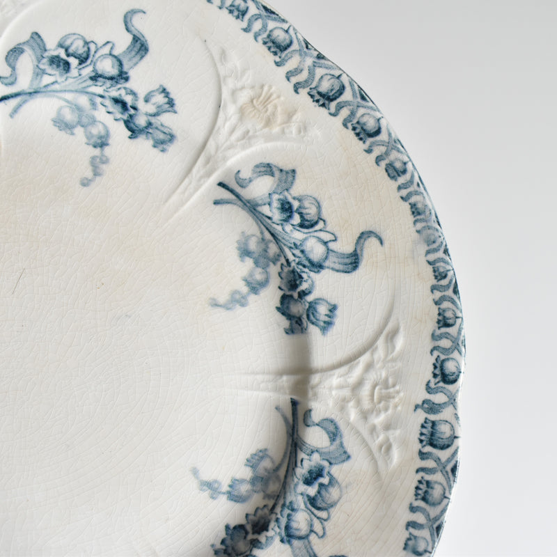 Antique Dessert Plate, Longwy, Muguet (Lily of the Valley) C