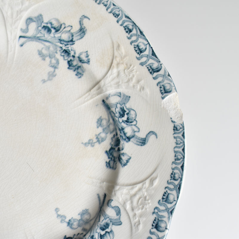 Antique Dessert Plate, Longwy, Muguet (Lily of the Valley) C