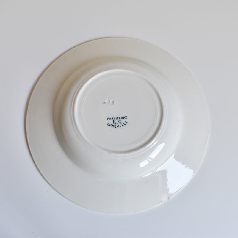 Antique Deep Plate, KG Luneville Passiflore A
