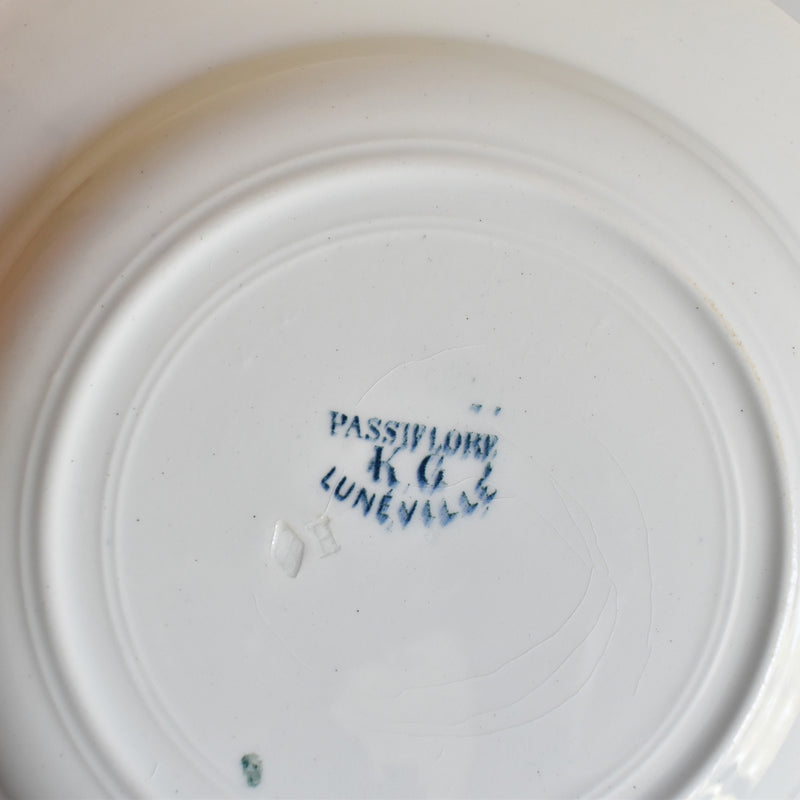 Antique Deep Plate KG Luneville Passiflore B
