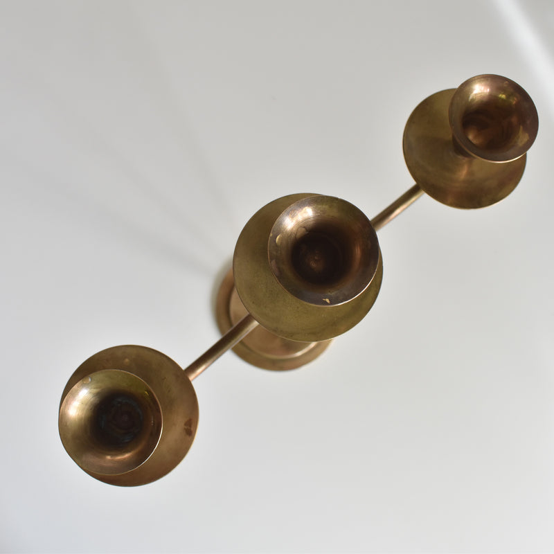 Vintage Brass Candlestick Holder for 3 Candles
