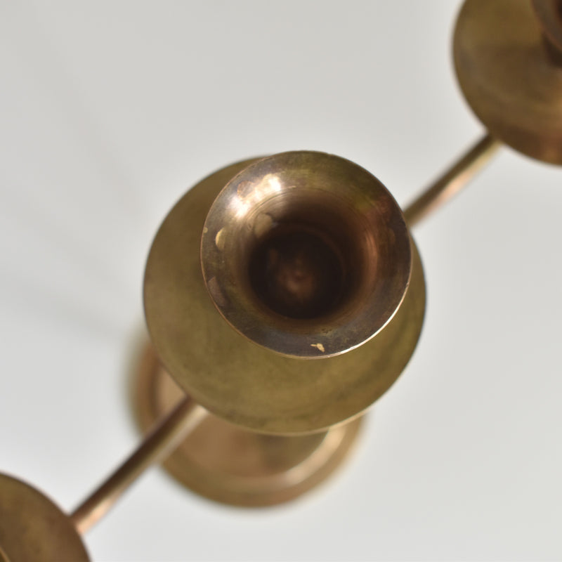 Vintage Brass Candlestick Holder for 3 Candles