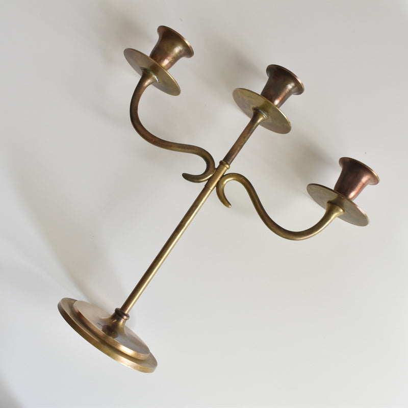Vintage Brass Candlestick Holder for 3 Candles