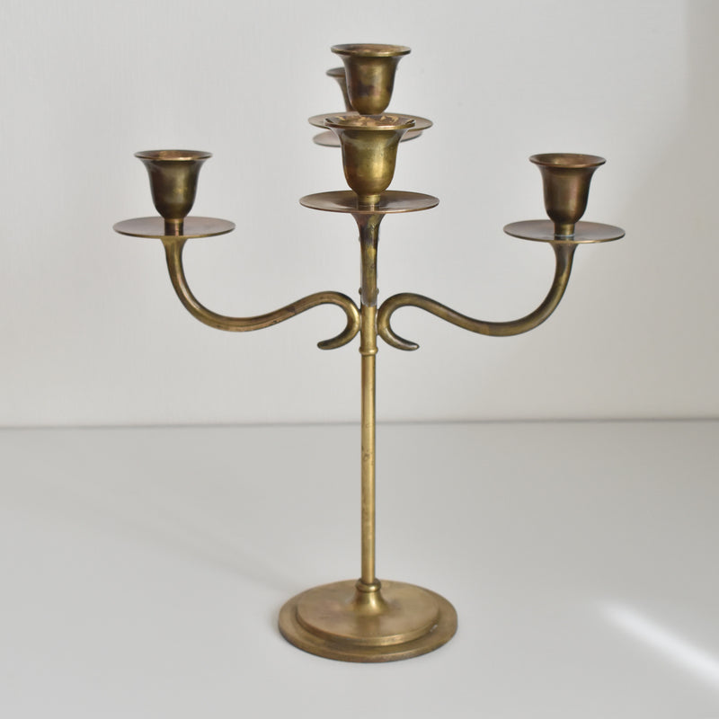 Vintage Brass 5-Arm Candelabra