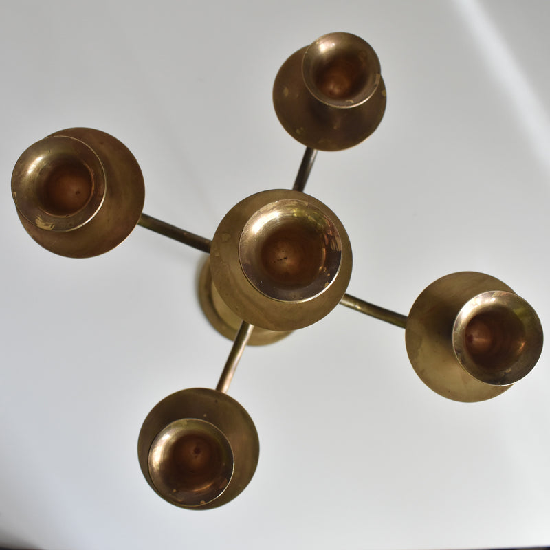 Vintage Brass 5-Arm Candelabra