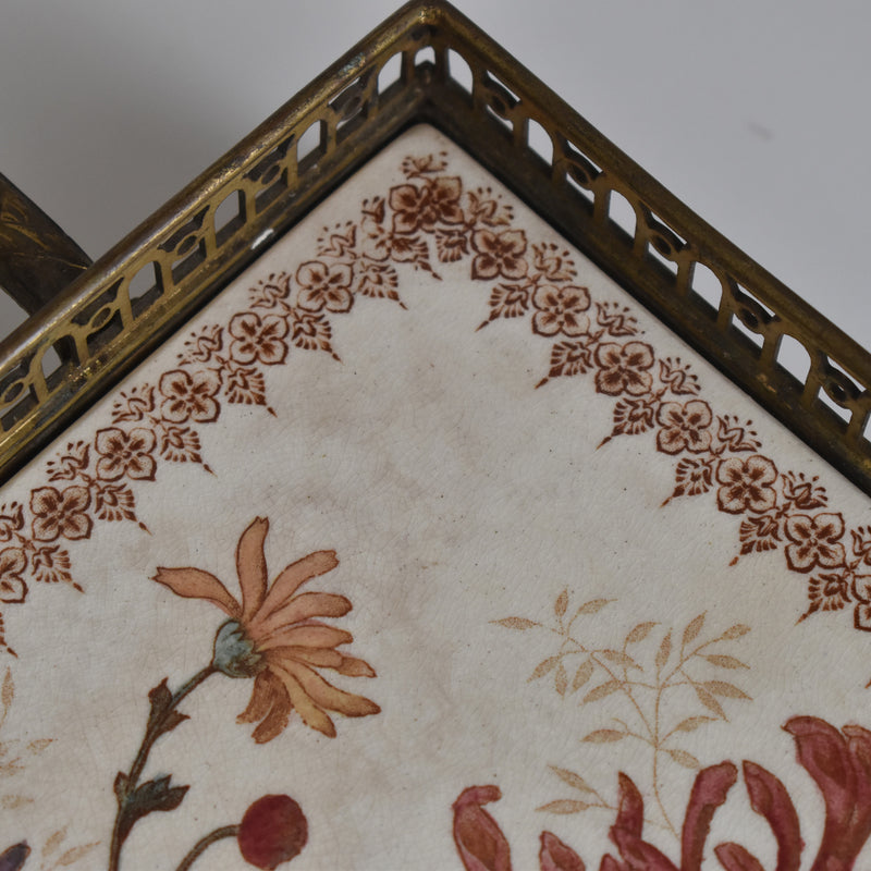 Antique tray, HB&C Choisy-le-Roi, Chrysanthemums