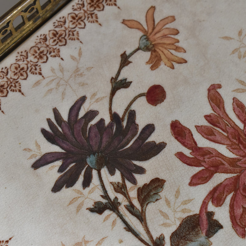 Antique tray, HB&C Choisy-le-Roi, Chrysanthemums