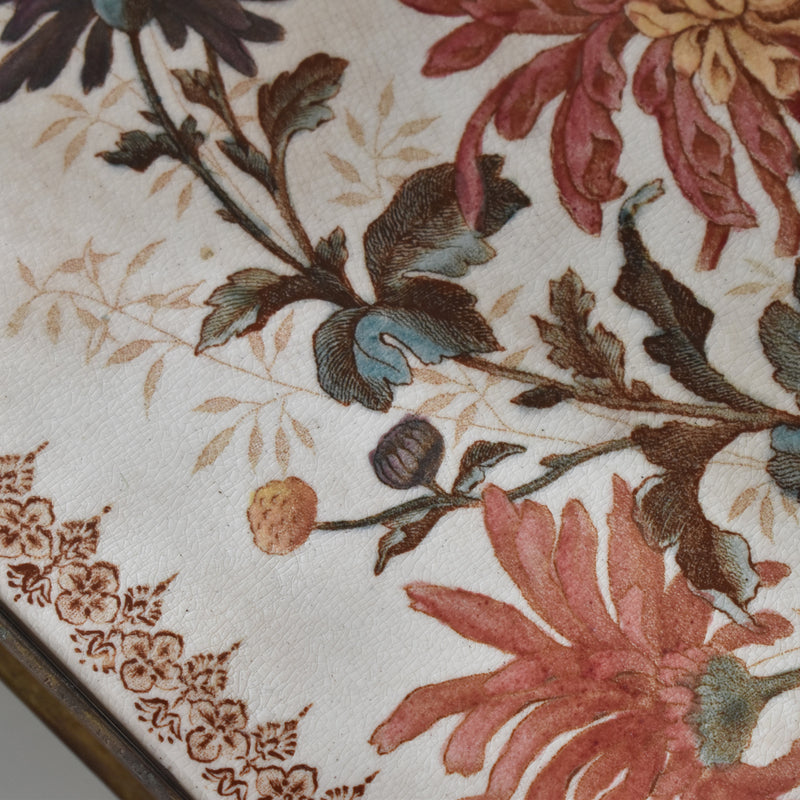 Antique tray, HB&C Choisy-le-Roi, Chrysanthemums