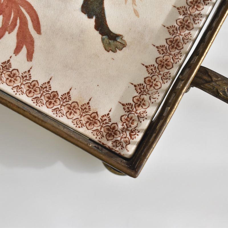 Antique tray, HB&C Choisy-le-Roi, Chrysanthemums
