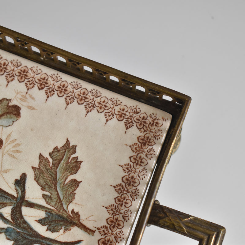 Antique tray, HB&C Choisy-le-Roi, Chrysanthemums