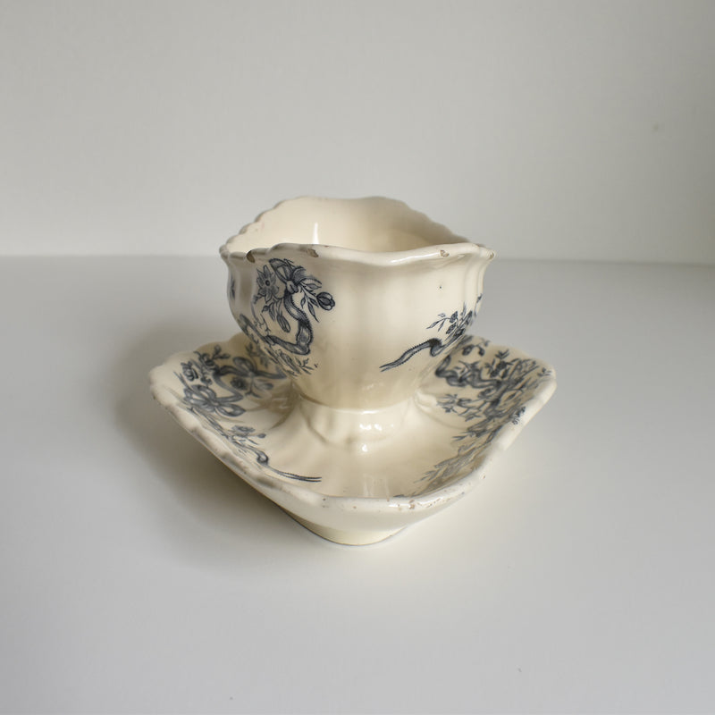 Antique Longchamp Sauce Boat, Rubans
