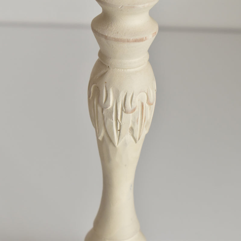 Vintage Wood Candle Holder, White