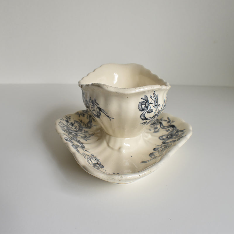 Antique Longchamp Sauce Boat, Rubans