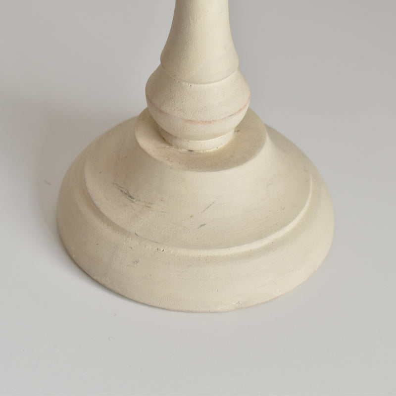 Vintage Wood Candle Holder, White