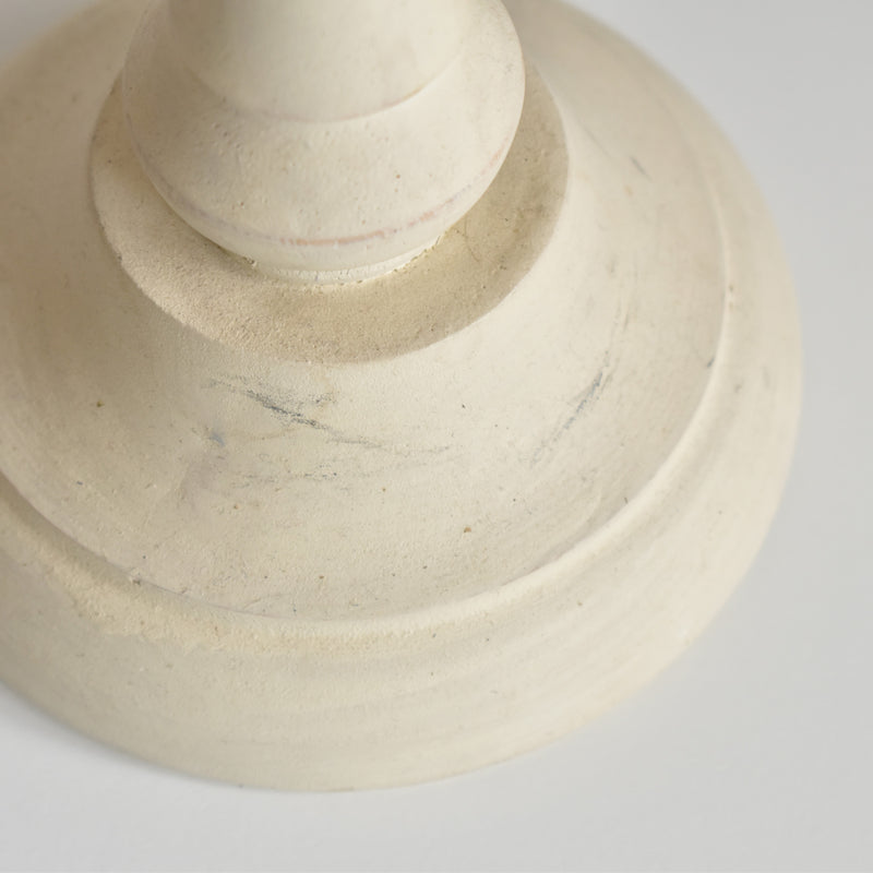 Vintage Wood Candle Holder, White