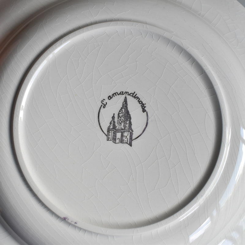 Vintage Deep Plate Lamandinoise Pastel Rose B