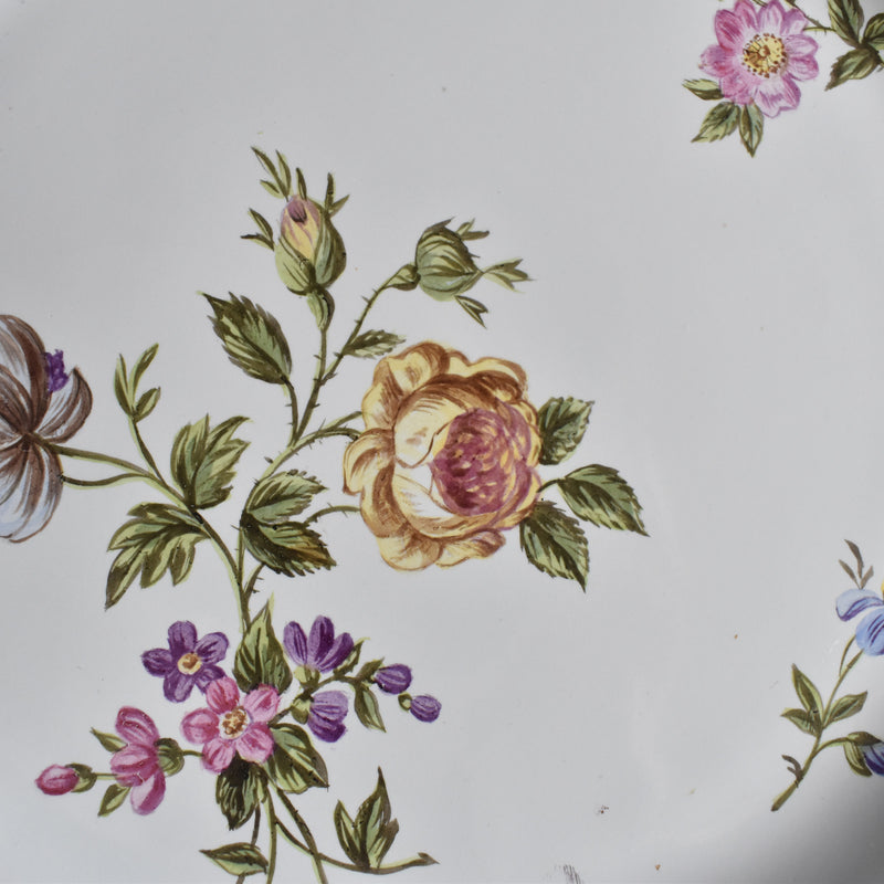 Antique Plate Blue Pannier Relief Fleurs B