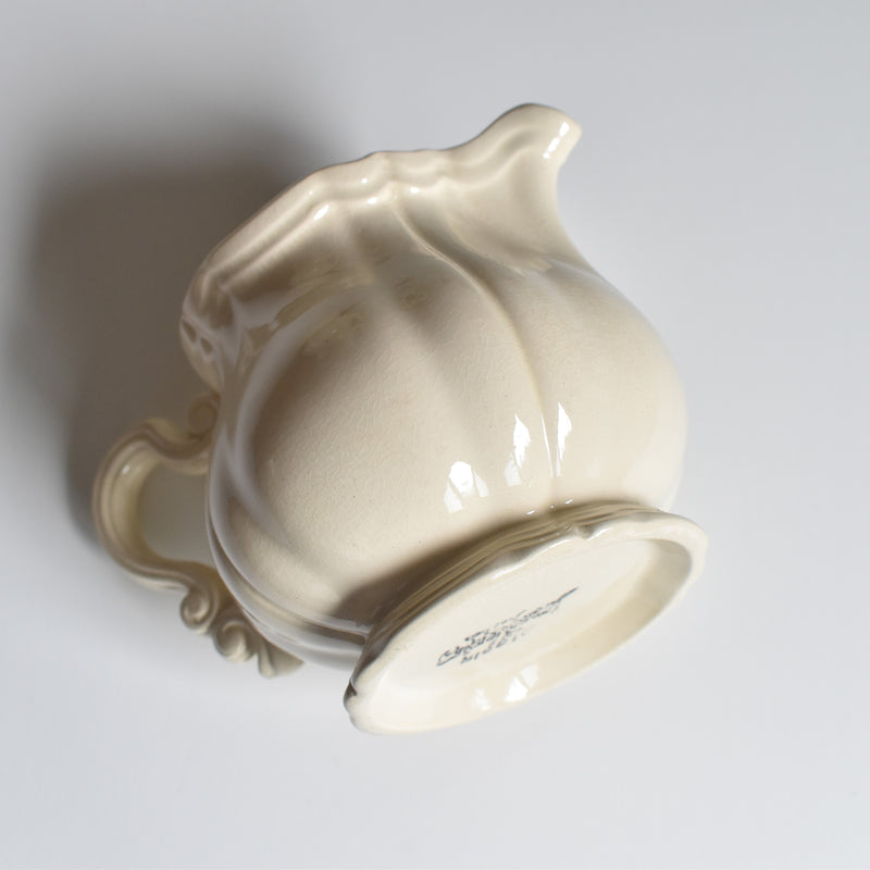 Vintage Creamer Digoin & Sarreguemines Ivoire Floral Rim